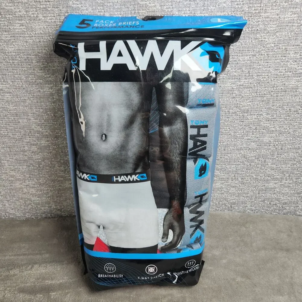 Tony Hawk Mens Performance Boxer Briefs 5 Pack Size Large
